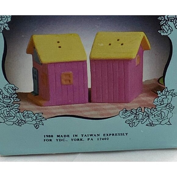 Vtg Earthenware House Salt Pepper Shakers Neon Bright Colors Unused In Box 1988 - Picture 8 of 10